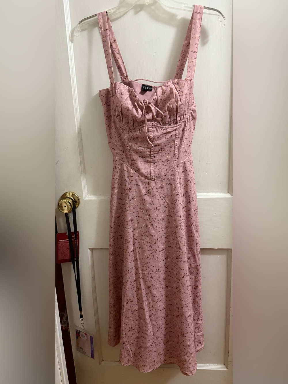 Windsor Blush Pink Floral Corset Dress with Tie Front Size Small